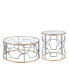 2-Piece Metal, Glass Camille Modern Tempered Glass Top Table Set