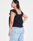 ფოტო #2 პროდუქტის Women's Cotton Gauze Flutter-Sleeve Top, Created for Macy's