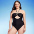 Women's Ring-Front Halter Bandeau One Piece Swimsuit - Shade & Shore Black M