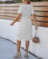 Фото #2 товара Women's Striped Surplice Midi Beach Dress