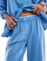 Фото #3 товара COLLUSION beach linen straight leg boxer trouser in blue