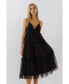 Women's Tulle Contrast Midi Dress