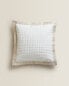 Textured cushion cover with linen border