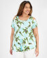 Plus Size Tropical Maze Cold-Shoulder Top, Created for Macy's