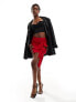 Фото #3 товара ASOS DESIGN slinky flippy skort with front tie detail in red