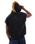 COLLUSION Sleeveless vest hoodie in black with fur trim hood and print