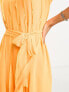 ASOS DESIGN pleated raw edge maxi dress in neon orange