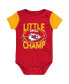 ფოტო #4 პროდუქტის Newborn and Infant Boys and Girls Red, Gold Kansas City Chiefs Little Champ Three-Piece Bodysuit Bib and Booties Set