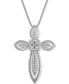 ფოტო #1 პროდუქტის Diamond Fancy Cross Pendant Necklace (1/10 ct. t.w.) in Sterling Silver