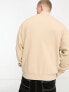 Фото #3 товара ASOS DESIGN oversized half zip baseball sweatshirt in beige pique