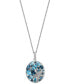 EFFY Collection eFFY® Blue Topaz (3-3/8 ct. t.w.) & Diamond (1/10 ct. t.w.) Cluster 18" Pendant Necklace in Sterling Silver