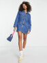 Фото #7 товара ASOS DESIGN denim cargo mini dress in blue