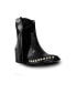 Фото #1 товара Women's Black Premium Leather And Suede Ankle Boots With Lateral Fringe And Silver Studs Tyro By Bala Di Gala