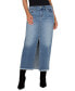 Women's Denim Frayed-Hem Maxi Skirt