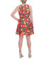 ფოტო #3 პროდუქტის Petite Printed High-Neck Sleeveless Fit & Flare Dress