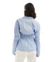 ASOS DESIGN oversized shirt with shirring details in blue stripe