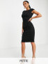 Фото #1 товара Closet London Petite puff shoulder pencil dress with bodice detail in black