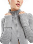 Фото #3 товара Weekday Winona high neck rib zip-through cardigan in Grey