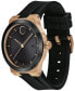 Men's Swiss Fusion Bold Black Silicone Strap Watch 42mm