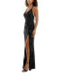Фото #1 товара Juniors' Embroidered Sequin Mesh Lace-Up Back Gown