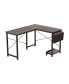 Modern Reversible Computer Desk with Storage Pocket and CPU Stand for Working Writing Gaming-Dark Grey
