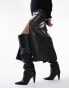 Фото #2 товара Topshop Wide Fit Tabitha premium leather cone heel knee high boot in black