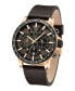 Men's Chronograph Brown Dark Genuine Leather Strap Watch 44mm