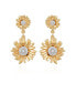 Gold-Tone Sunflower Stud and Dangle Drop Post Earrings