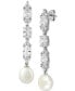 ფოტო #1 პროდუქტის Cultured Freshwater Pearl (8-1/2mm) & Cubic Zirconia Linear Drop Earrings in Sterling Silver