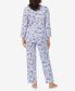 Фото #2 товара Women's 3/4 Sleeve Long Pant Pajama Set, 2 Piece