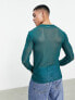 ASOS DESIGN muscle long sleeve t-shirt in green mesh with front print
