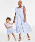 Фото #2 товара Trendy Plus Size Cheerful Flower-Print Cotton Smocked Midi Dress, Created for Macy's