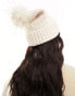 River Island cable knit pom beanie in cream