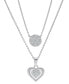 ფოტო #1 პროდუქტის Diamond Circle & Heart 18" Layered Pendant Necklace (1/4 ct. t.w.) in Sterling Silver