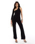 ASOS DESIGN one sleeve cut away jumpsuit in black Черный, M - EU 40-42 - фото #1