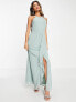 Vila Bridesmaid halterneck maxi dress with cut out back in green