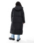 Threadbare maxi puffer coat with hood in black