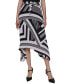 Women's Printed Pleated Pull-On Asymmetrical-Hem Midi Skirt