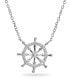 ფოტო #2 პროდუქტის Cubic Zirconia Ship's Wheel Necklace in Sterling Silver or 18k Gold over Sterling Silver