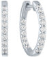 ფოტო #1 პროდუქტის Lab Grown Diamond In & Out Small Hoop Earrings (3/4 ct. t.w.) in Sterling Silver