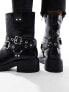 Bershka buckle detail ankle length boots in black