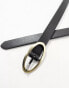 ASOS DESIGN waist and hip skinny oval boyfriend end belt in black