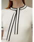 Women's Silk Knit Top with Ribbons white with black stripes, Small - фото #2