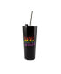 Фото #3 товара Double Wall 2 Pack of 24 oz Black Straw Tumblers with Metallic "Love Wins" Decal