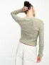 Weekday Ada lightweight knit jumper in green M - фото #5