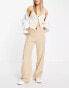 Bershka wide leg slouchy dad tailored trousers in camel 32 - фото #2