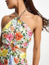 Фото #3 товара Forever New chain halter neck maxi dress in yellow and pink floral