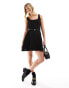 New Look skater dress with belt in black Черный, 42 - фото #4