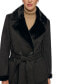 Фото #4 товара Women's Belted Notched-Collar Faux-Shearling Coat, Created for Macy's