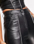 Фото #6 товара Miss Selfridge diamonte trim faux leather skinny trouser in black